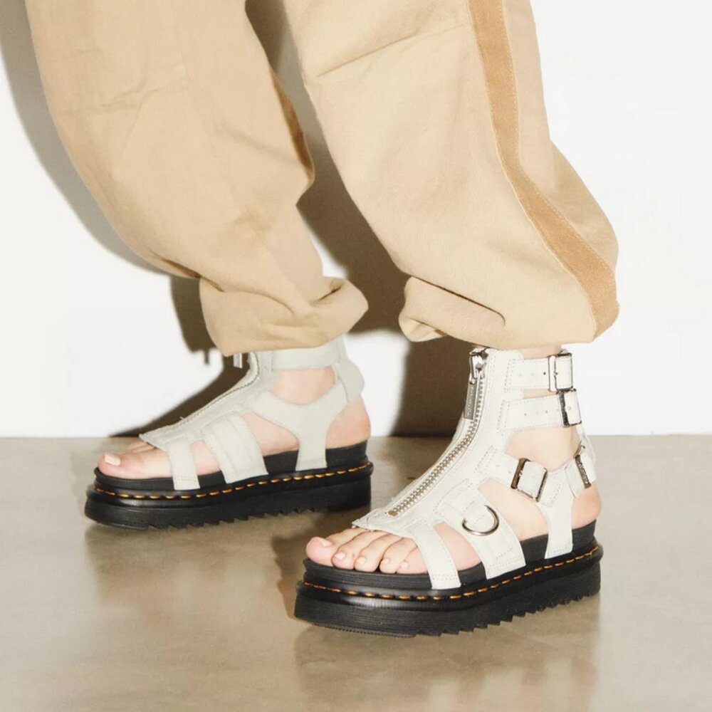 Dr. Martens Olson Tumbled Nubuck Leather Gladiator Zip Sandals